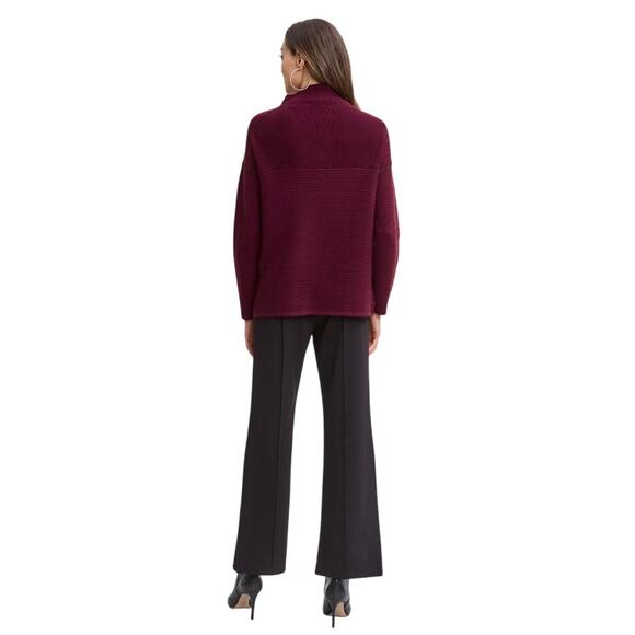 NWT T Tahari Funnel Neck Ottoman Sweater Bordeaux Red - Size Medium - Picture 8 of 11